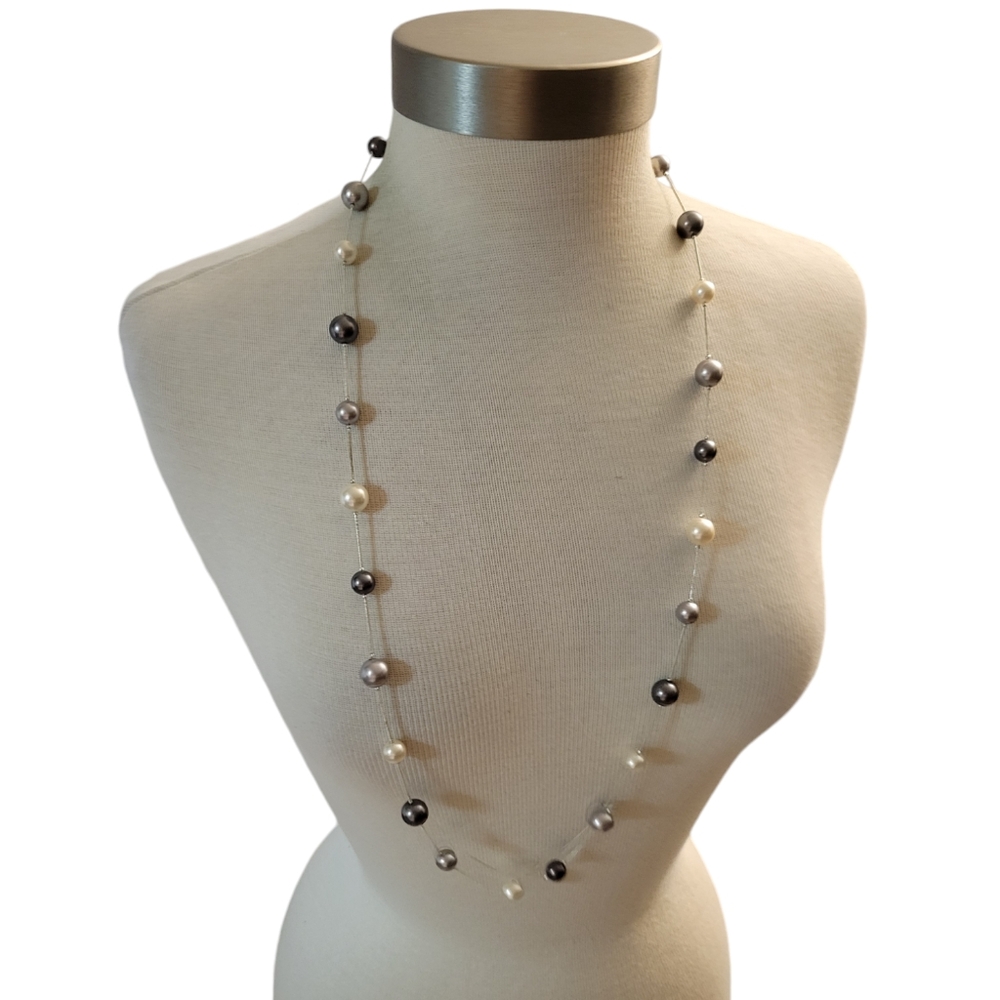Faux Pearl on Chain Necklace
